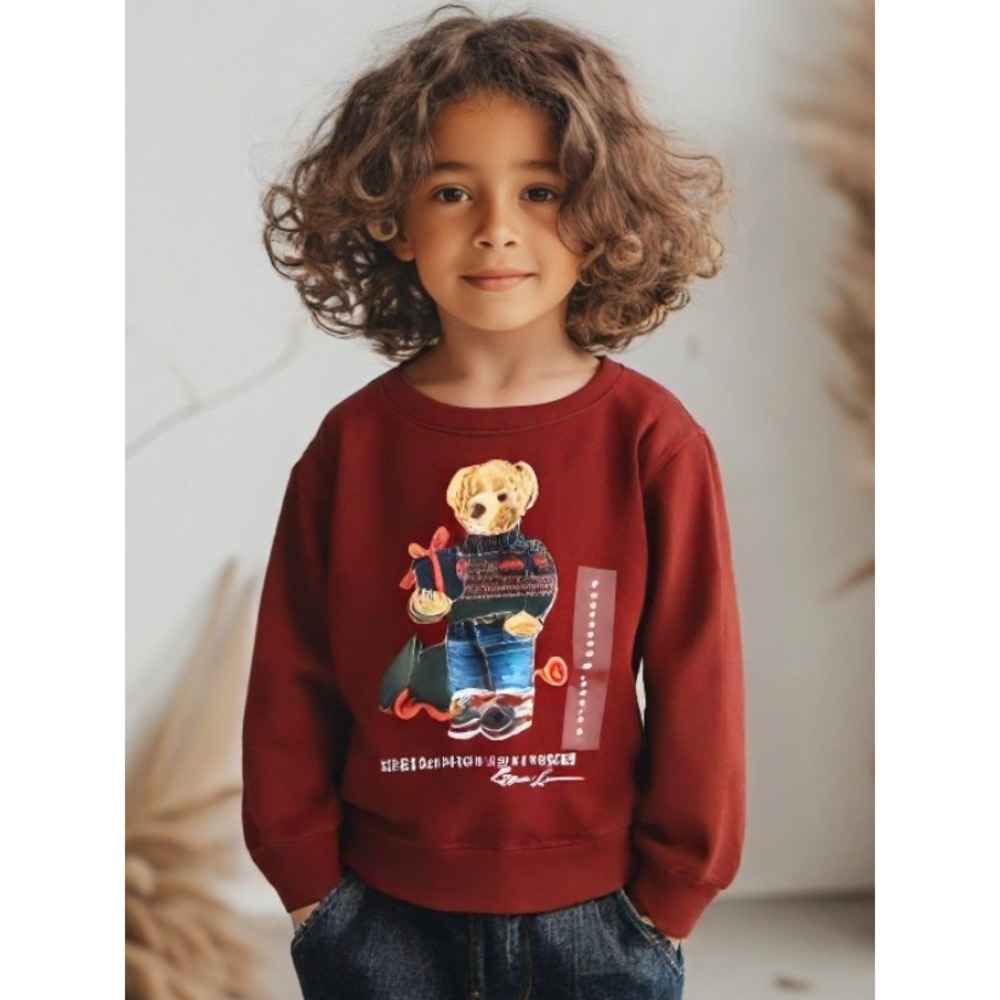 Ralph Lauren Polo Bear Red Pullover Sweatshirt Youth Size 3 Crewneck NWT